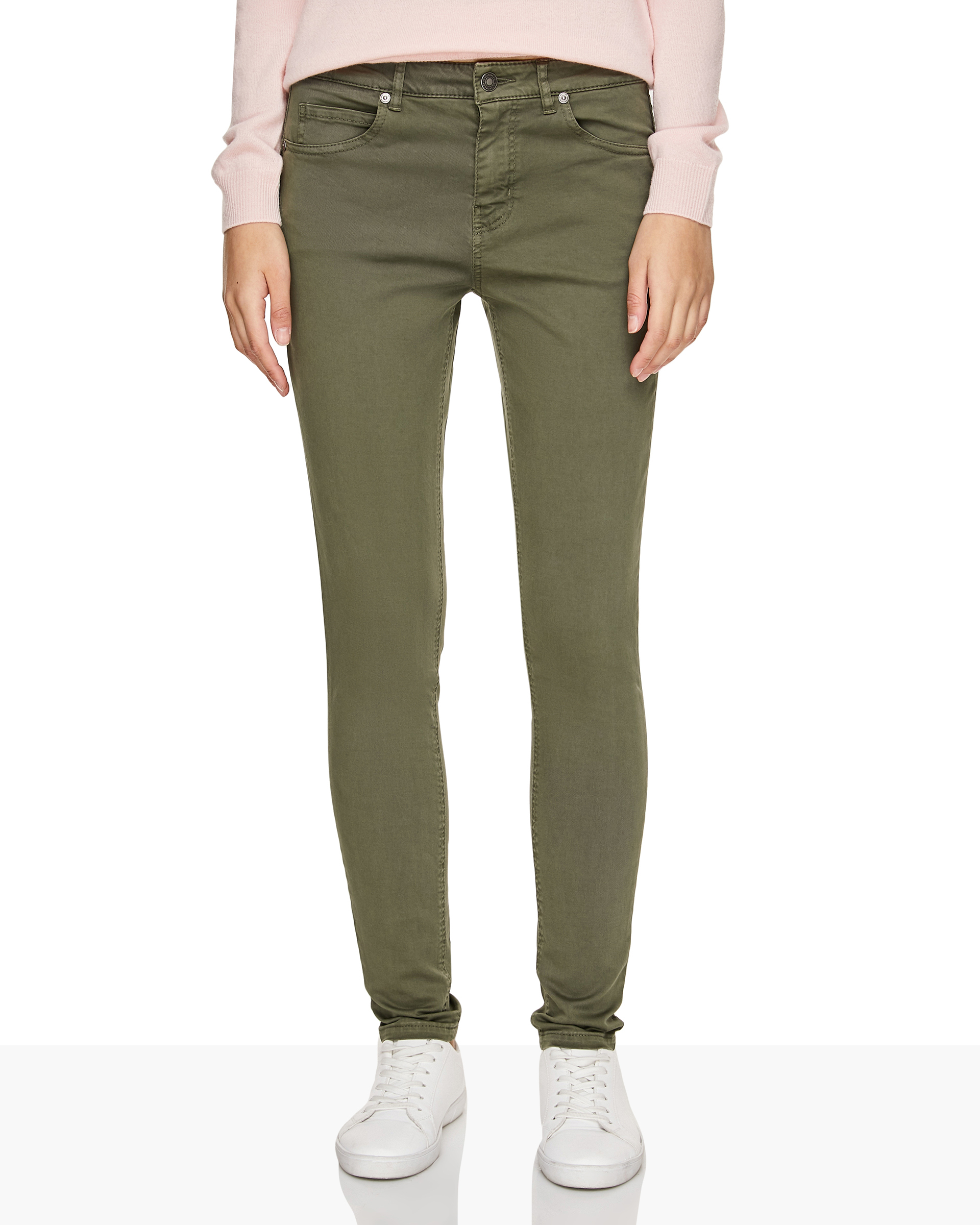 Зауженные брюки с пятью карманами Benetton. Цвет: хаки