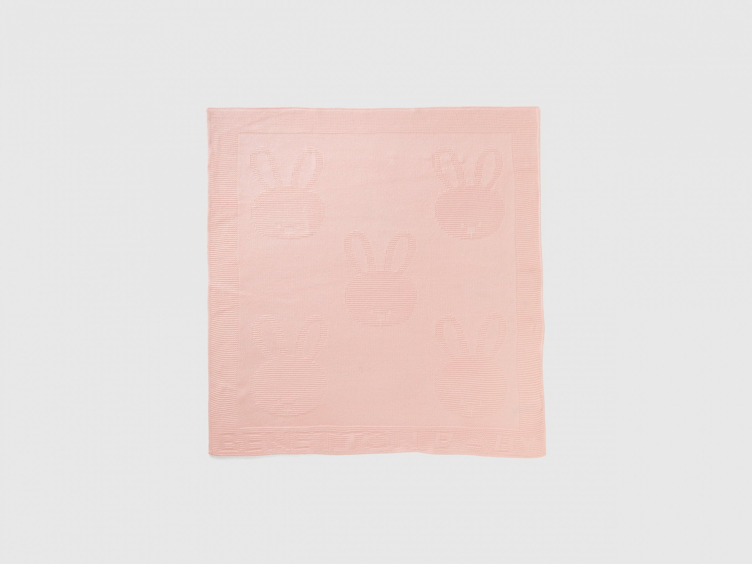 Трикотажный плед с рисунком Benetton. Цвет: розовый
