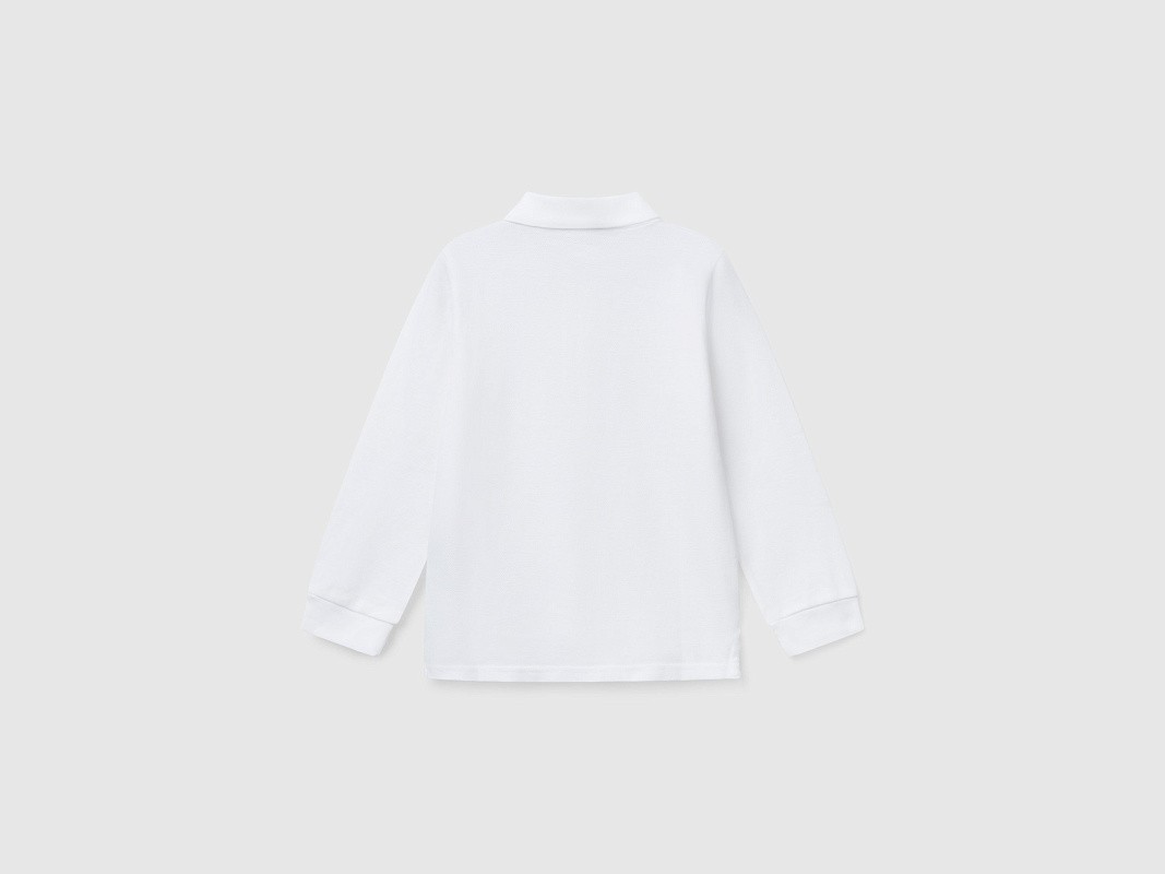 Поло из ткани пике с длинным рукавом