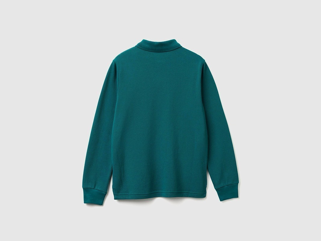 Поло из ткани пике с длинным рукавом