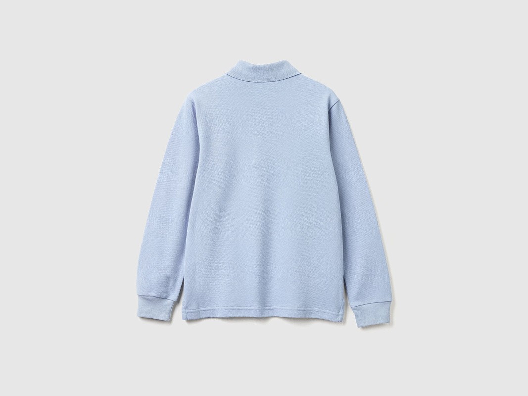 Поло из ткани пике с длинным рукавом